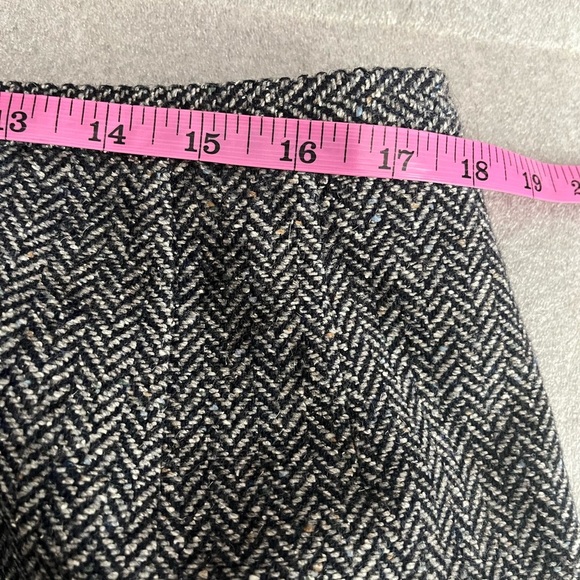 [14/16]Talbots Black White Tweed Wool Silk Blend Midi Pencil Skirt Back Slit - Picture 4 of 8
